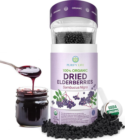 Purify Life USDA Organic Dried Elderberries Sambucus Nigra 454g