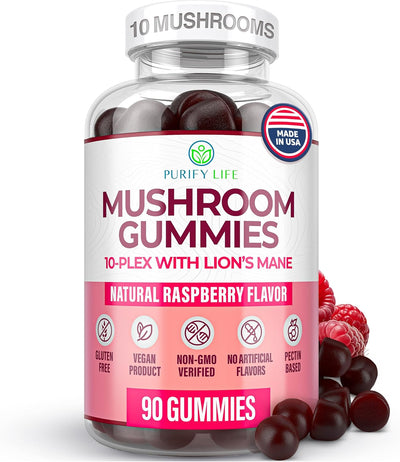 Purify Life Mushroom Complex Gummies 90 (Natural Raspberry Flavour)