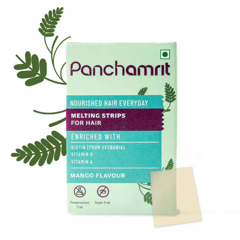 Panchamrit Nourished Hair Everyday Melting Strips for Hair 30 (Mango Flavour)