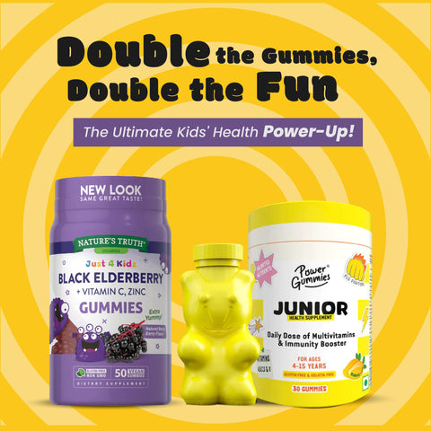 NATURE'S TRUTH KIDS BLACK ELDERBERRY WITH VITAMIN C, ZINC +  Power Gummies Junior Daily dose of multivitamin and Immunity Booster 30 Gummies