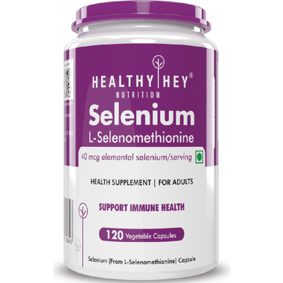 HealthyHey Selenium Capsules, 40mcg, Non-GMO & Superior Absorption - 120 Vegetarian Capsules