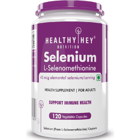 HealthyHey Selenium Capsules, 40mcg, Non-GMO & Superior Absorption - 120 Vegetarian Capsules