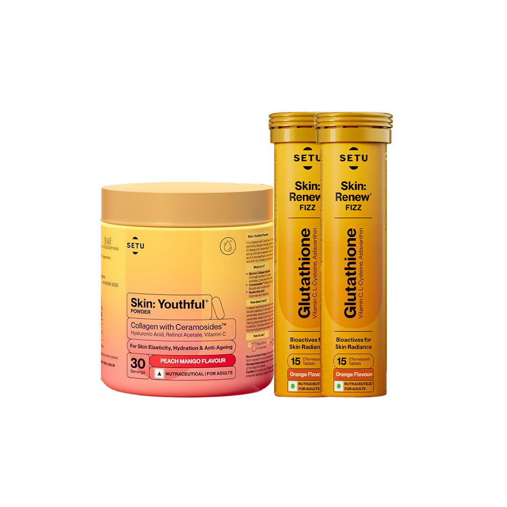 SETU Skin Rejuvenation Combo: Marine Collagen Powder Peach Mango flavor 300g + Glutathione Tablets SETU Skin Rejuvenation Combo: Marine Collagen Powder Peach Mango flavor 300g + Glutathione Tablets