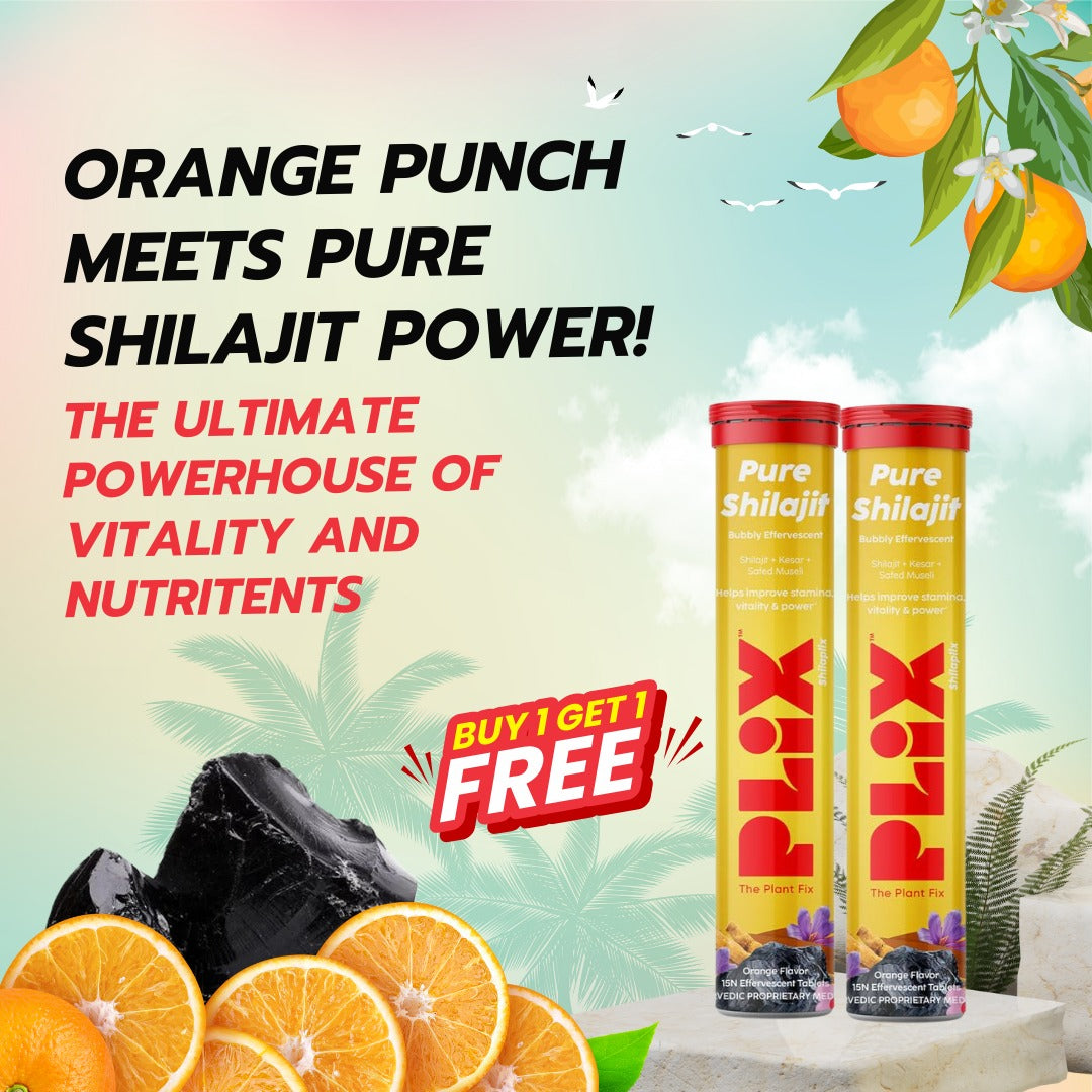 PLIX Pure Shilajit Orange Flavour 15 Effervescent Tablets B1G1