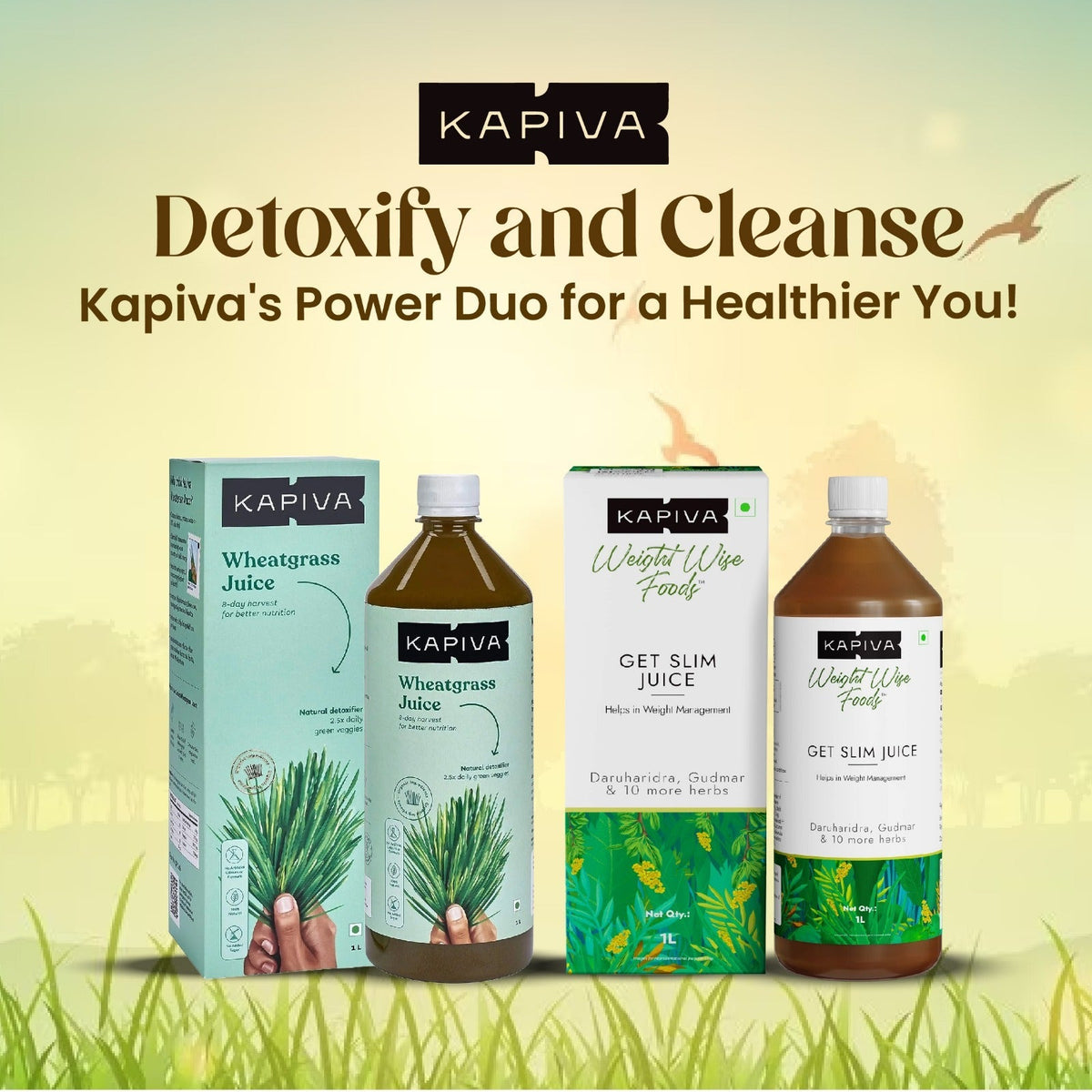 Kapiva Wheatgrass Juice + Kapiva get Slim Juice (COMBO)