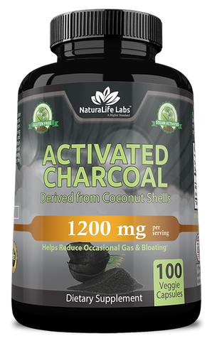 NaturaLife Labs Activated Charcoal 1,200mg per serving 100 veggie capsules