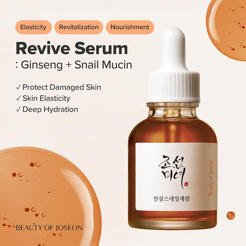 Beauty of Joseon Revive Serum - Snail Mucin & Ginseng Peptide Face Moisturizer, 30ml