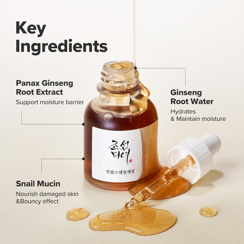 Beauty of Joseon Revive Serum - Snail Mucin & Ginseng Peptide Face Moisturizer, 30ml