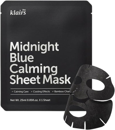 Dear, Klairs Midnight Blue Calming Sheet Mask - Bamboo Charcoal, 25ml
