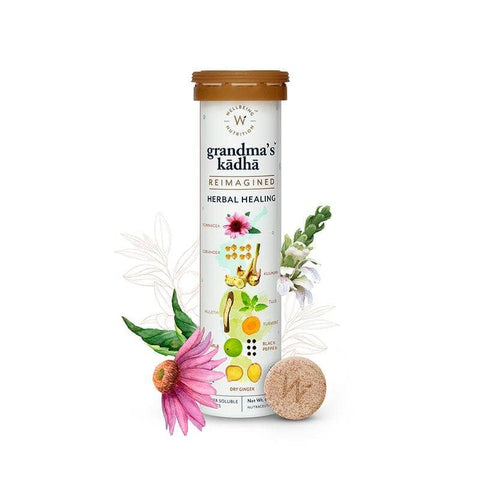 Wellbeing Nutrition Daily Greens and Grandma's Kadha Immunity Booster Combo (GET Pure Tulsi Ark FREE )