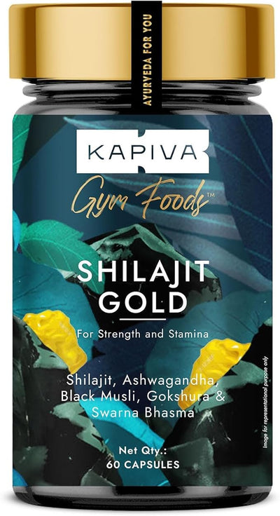 Kapiva Shilajit Gold 60 Capsules | Contains 24 Carat Gold | Boosts Stamina In 4 Weeks | 100% Ayurvedic (2/pack)
