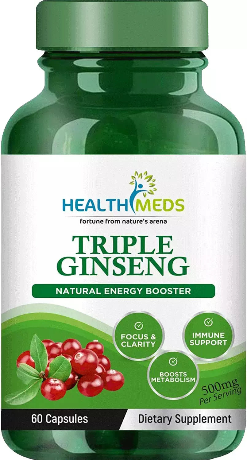 HealthMeds Triple Ginseng Natural Energy Booster 60 Capsules