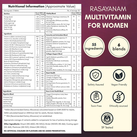 Rasayanam Multivitamin for women 24000MG 60N Tablets
