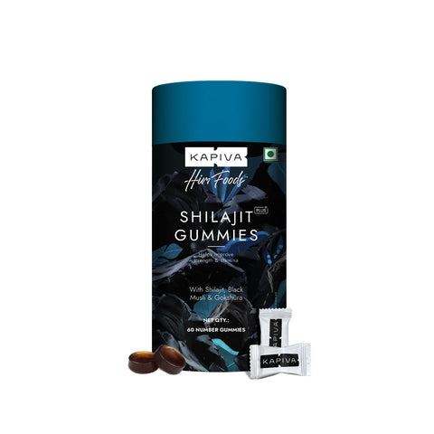 Kapiva Shilajit Gummies 60+AADAR زيت الأداء لتعزيز القدرة على التحمل للرجال (30 مل)