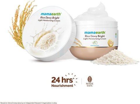 Mamaearth Rice Dewy Bright Moisturizing Cream - Rice Water & Niacinamide, 100ml