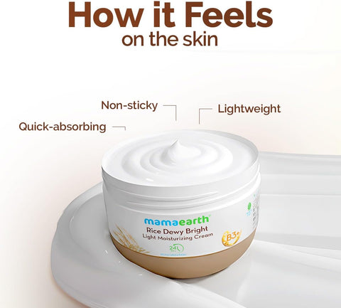 Mamaearth Rice Dewy Bright Moisturizing Cream - Rice Water & Niacinamide, 100ml