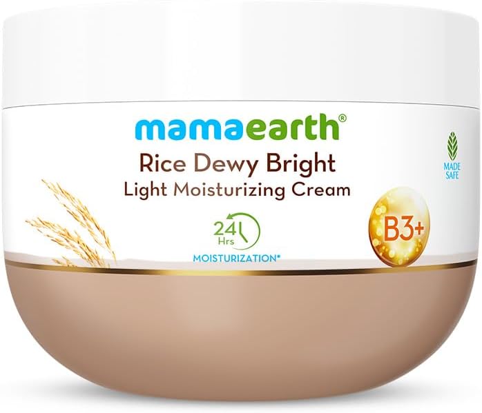 Mamaearth Rice Dewy Bright Moisturizing Cream - Rice Water & Niacinamide, 100ml