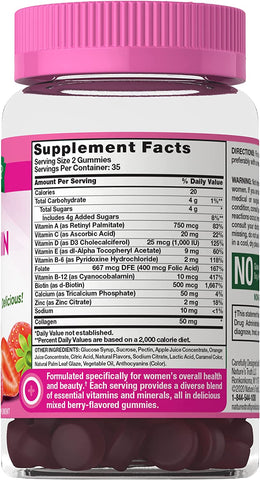 Nature's Truth Women's Multivitamin +Collagen Gummies, 70 Pcs