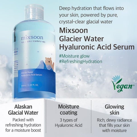 mixsoon Essential Glass Skin Duo Set - Bean Essence & Glacier Water Hyaluronic Acid Serum, 2 Pieces