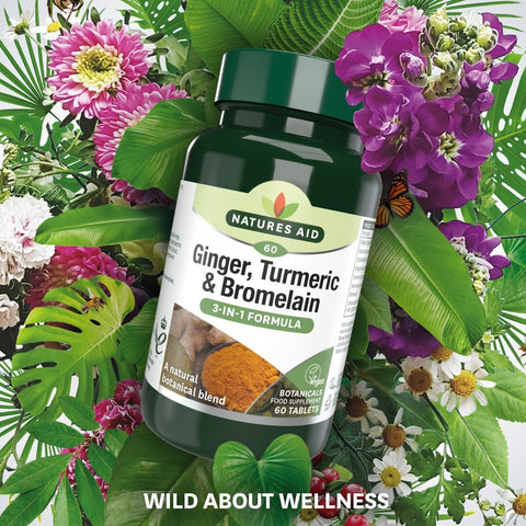 Natures Aid Ginger Turmeric & Bromelain 60Tabs