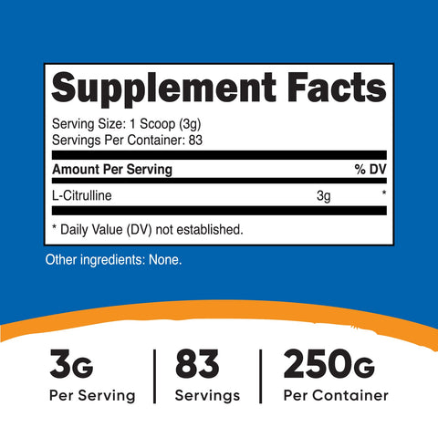 Nutricost Pure L-Citrulline (Base) Powder (600 Grams)