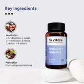 HK vitals Pre & Probiotics (60 Capsules) | With CFU & 100mg Prebiotics | Improves Digestion & Immunity