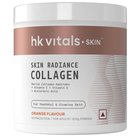 HK Vitals Skin Radiance Marine Collagen Supplement Powder (Orange, 100G) | Collagen Peptides With Vitamin C, E