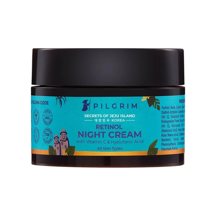 Pilgrim Korean Beauty Night Repair Combo Pack | Natural VIt C 20% Serum 30ml + Retinol Night Cream 50g