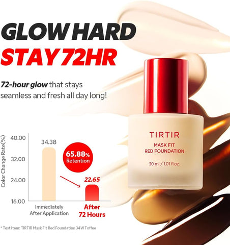 TIRTIR Mask Fit Red Foundation - Satin Finish, Long-Lasting, Hydrating - 1.01 Fl Oz