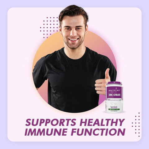 HealthyHey Zinc Citrate, Supports Immune and Immunity - 120 Veg Capsules