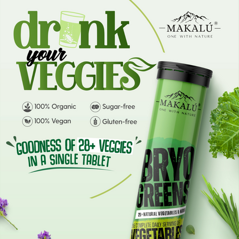 Makalu Daily Green with Goodness of 28+ Veggies & herbs, 15 Effervescent Tabs
