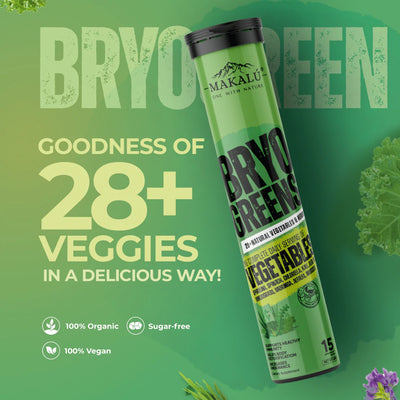 Makalu Daily Green with Goodness of 28+ Veggies & herbs, 15 Effervescent Tabs
