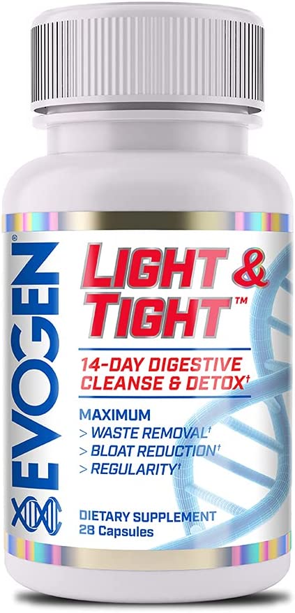 Evogen Light & Tight | 14 Day Extra Strength Cleanse & Detox | Flush Toxins, Increase Immune Health, Boost Energy & Improves Nutrient Absorption, Prebiotics, White, 28 Capsules