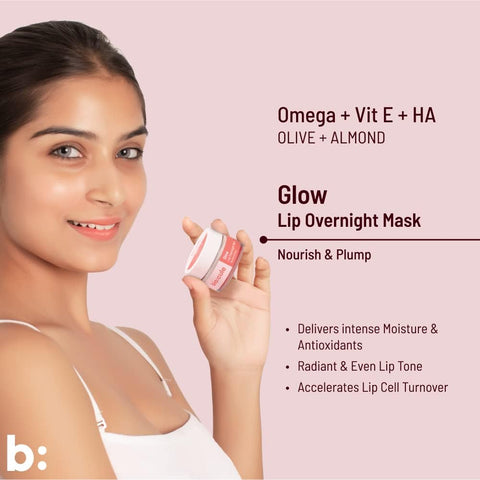 Biocule Glow Lip Overnight Mask : Omega + Vit E + HA 15gm