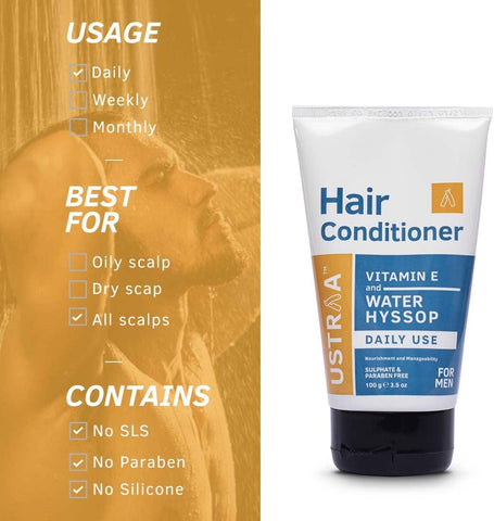 USTRAA Hair Conditioner Vitamin E and Water Hyssop DAILY USE for Men 100g
