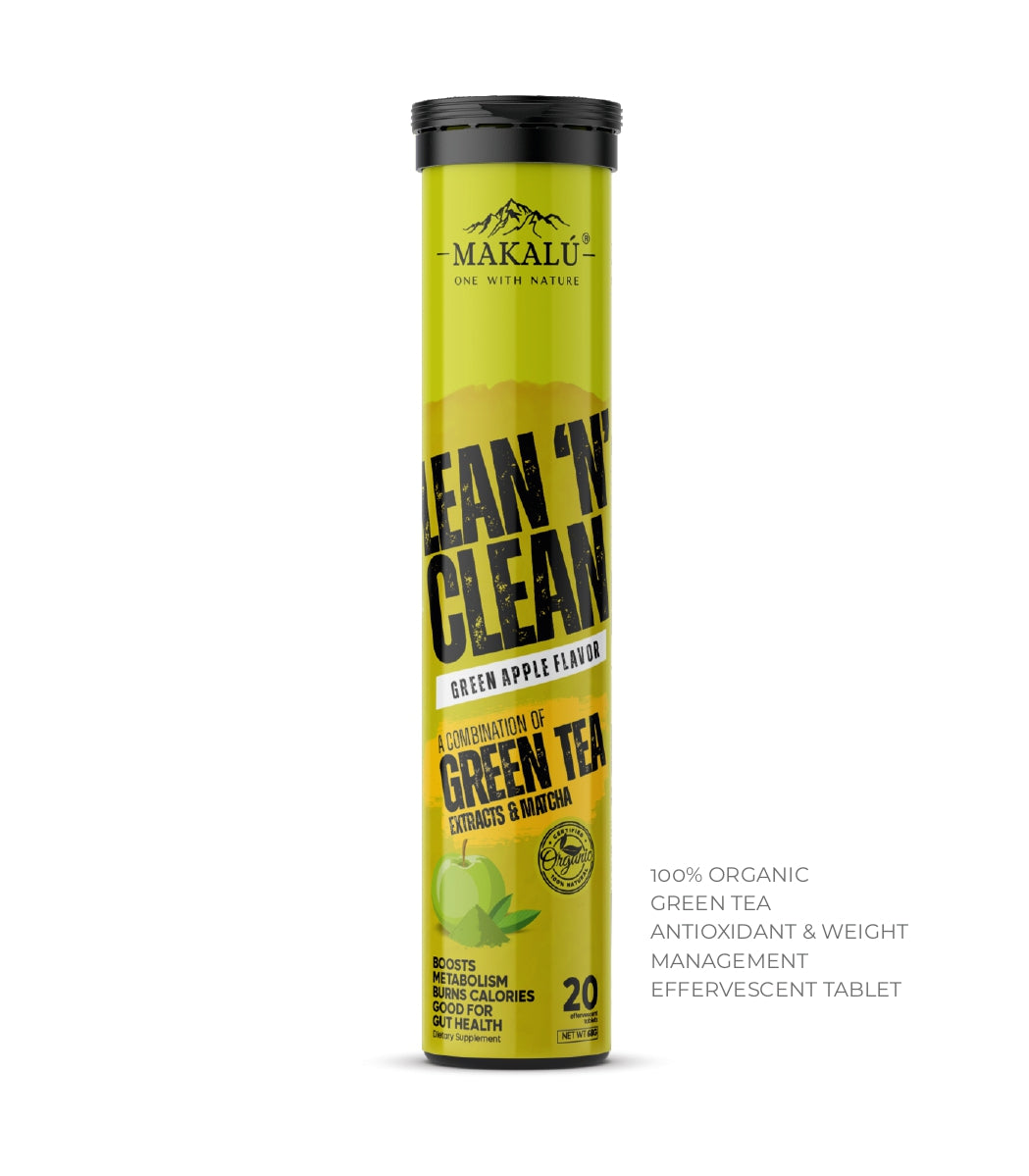 Makalu Lean 'N' Clean- Green Apple Flavor, 20 Effervescent Tablets ...