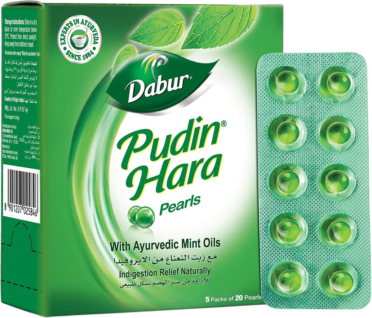 Dabur Pudin Hara Pearls, 5 Packs of 20 Pearls