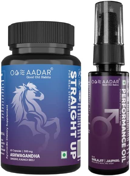 AADAR Ayurvedic Performance Oil & Straight Up Capsule For Real Strength & Boost Energy