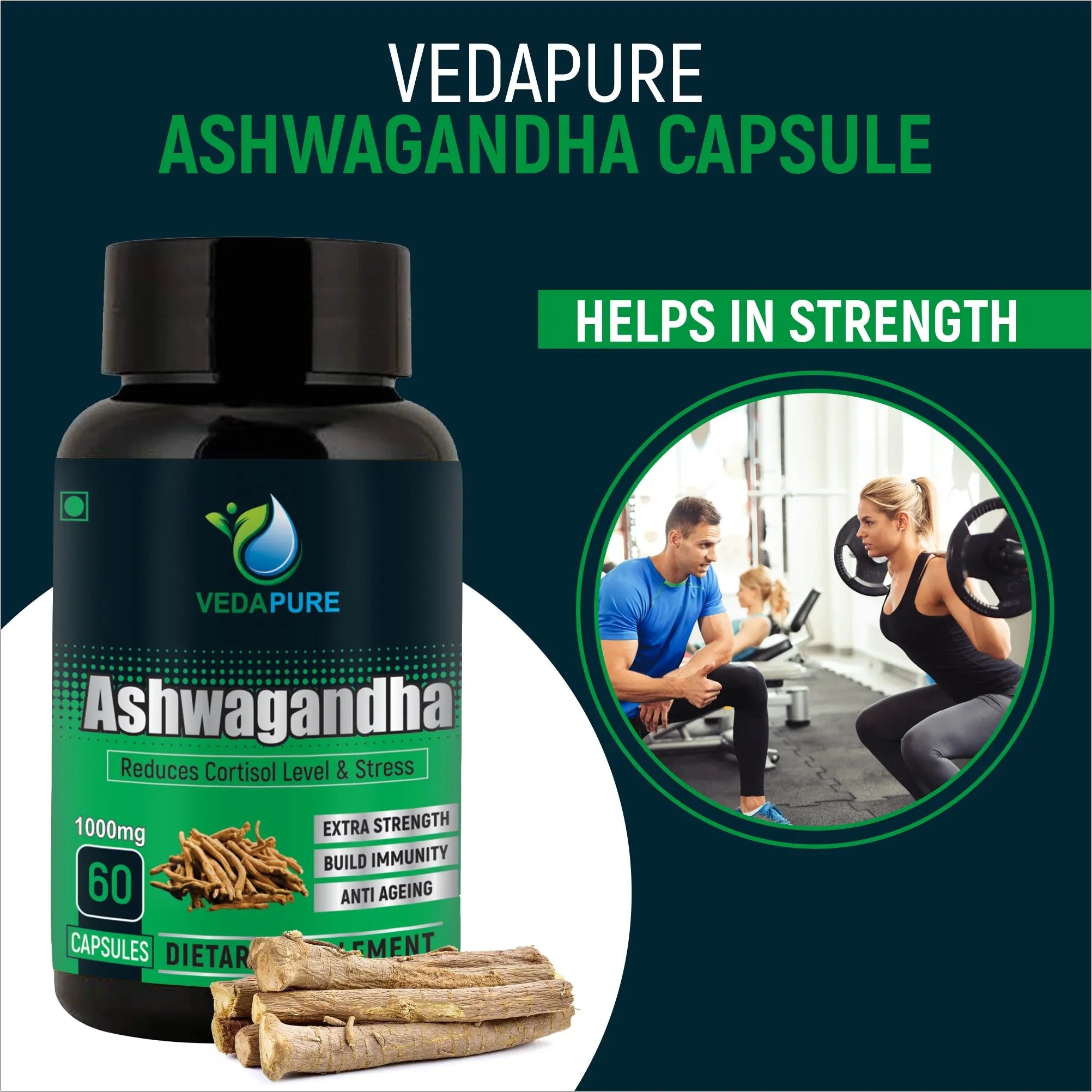 5200mg Ashwagandha Capsules - 60 Vegan Pills For Stress, Anxiety & Immune Support (with Turmeric & Rhodiola)