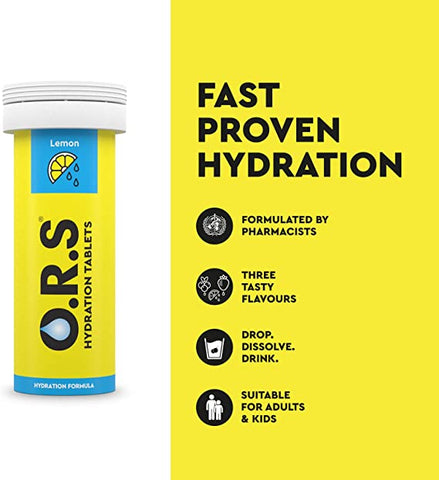 Ors Hydration Tablets with Electrolytes, Vegan, Gluten and Lactose Free Formula - Natural Lemon Flavour 24'S