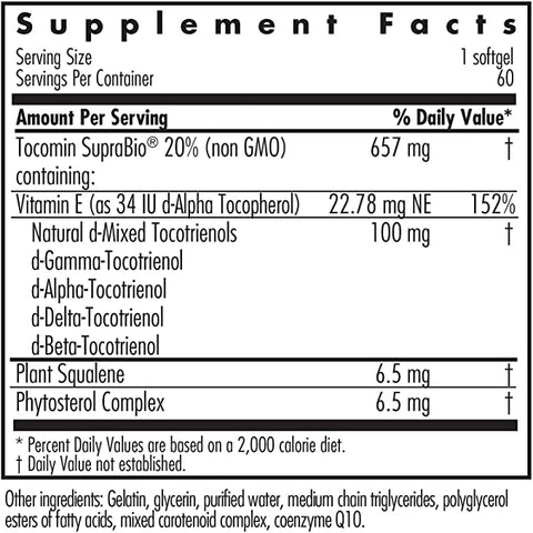 Tocomin Suprabio Tocotrienols 100 mg 60 Sgels